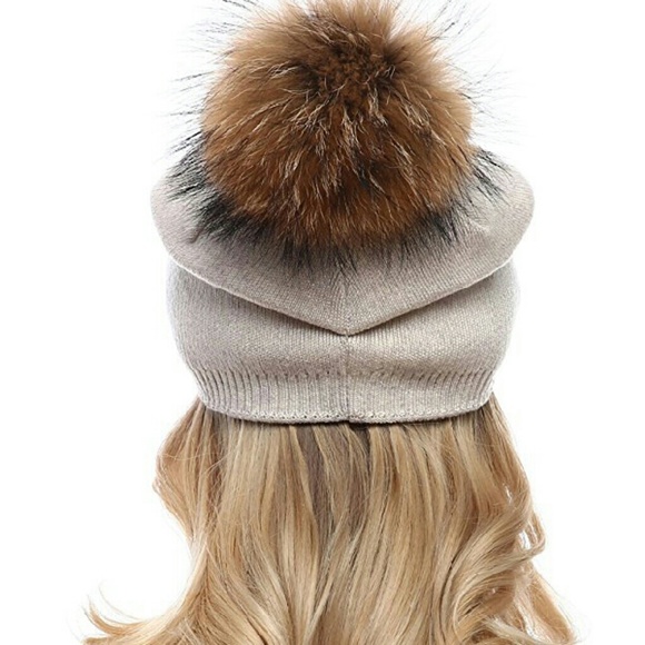 ❄ Host Pick ❄ Cashmere Beanie with Raccoon Fur Pom - Picture 2 of 4